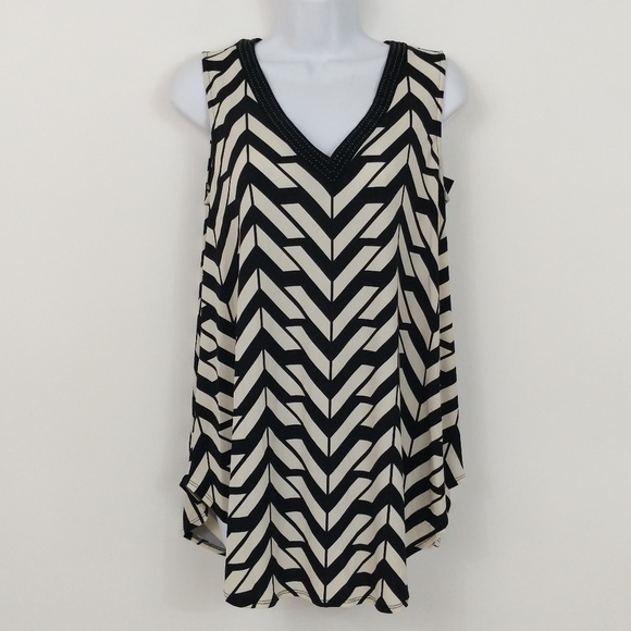 Alfani Print Embellished Swing Blouse - Picture 2 of 4